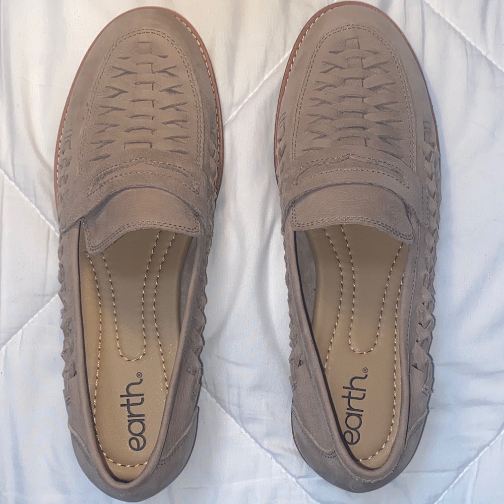 Earth Taupe Woven Slip-On Loafers